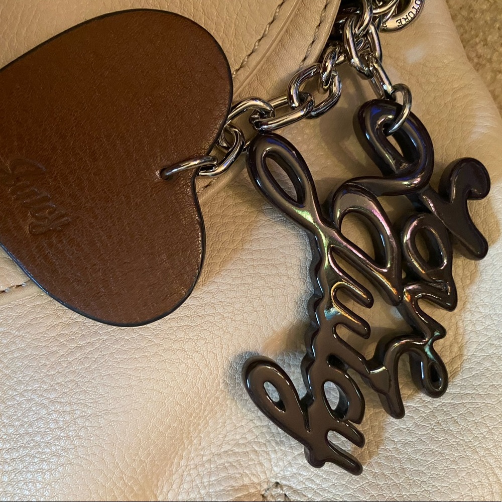 Juicy Couture Cream Pebbled Leather Purse